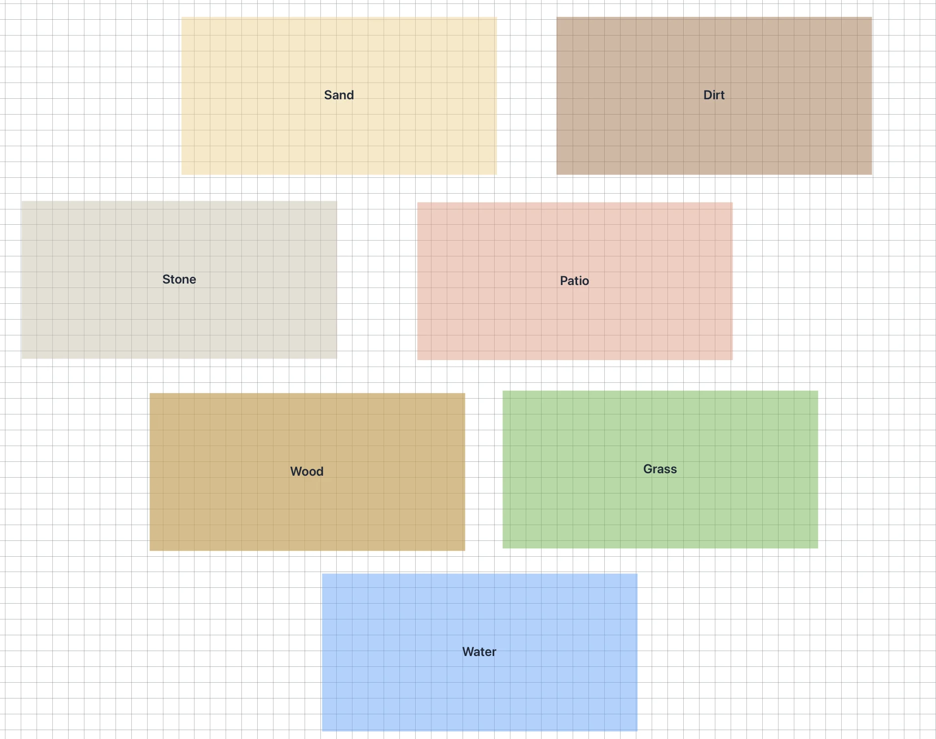 DrawRooms floor surface materials on a measured planning grid